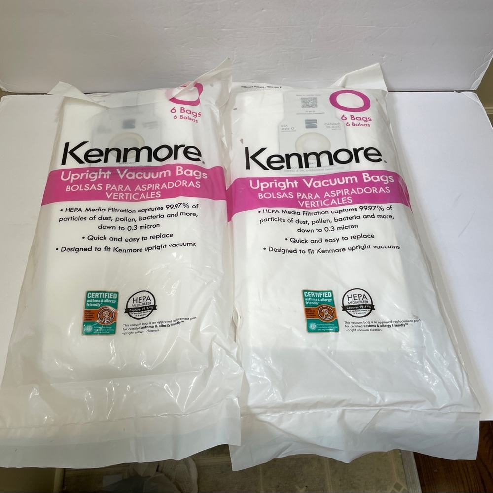 TWO UNOPENED PACKAGES KENMORE UPRIGHT VACUUM BAGS